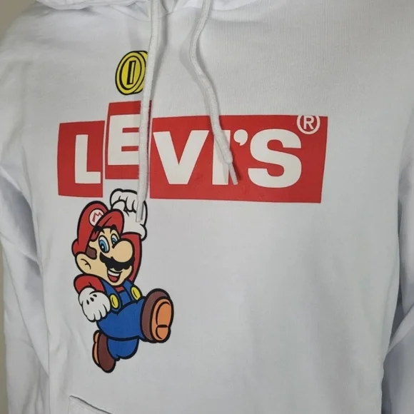 Levi’s X Super Mario Graphic Pullover Hoodie Limited Edition WhiteSize Small